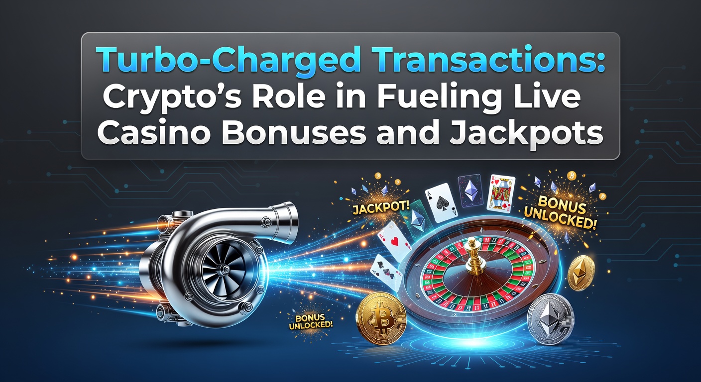 Dynamische Darstellung einer Kryptotransaktion, die einen Live-Casino-Jackpot auslöst, mit leuchtenden Blockchain-Elementen und Casino-Chips