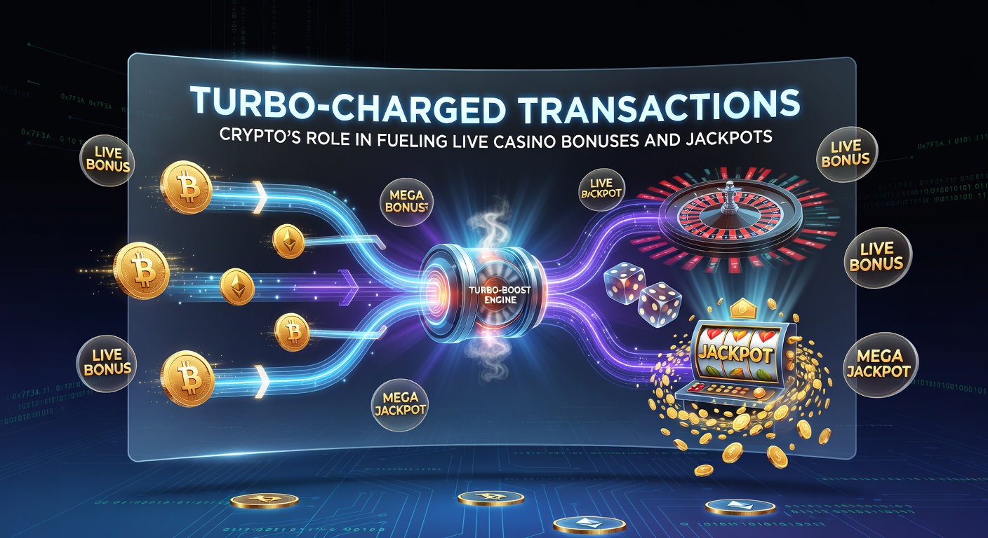 Visuelle Grafik eines progressiven Jackpots, der durch eine Krypto-Transaktion explodiert, umgeben von Live-Dealer-Elementen und Blockchain-Ketten
