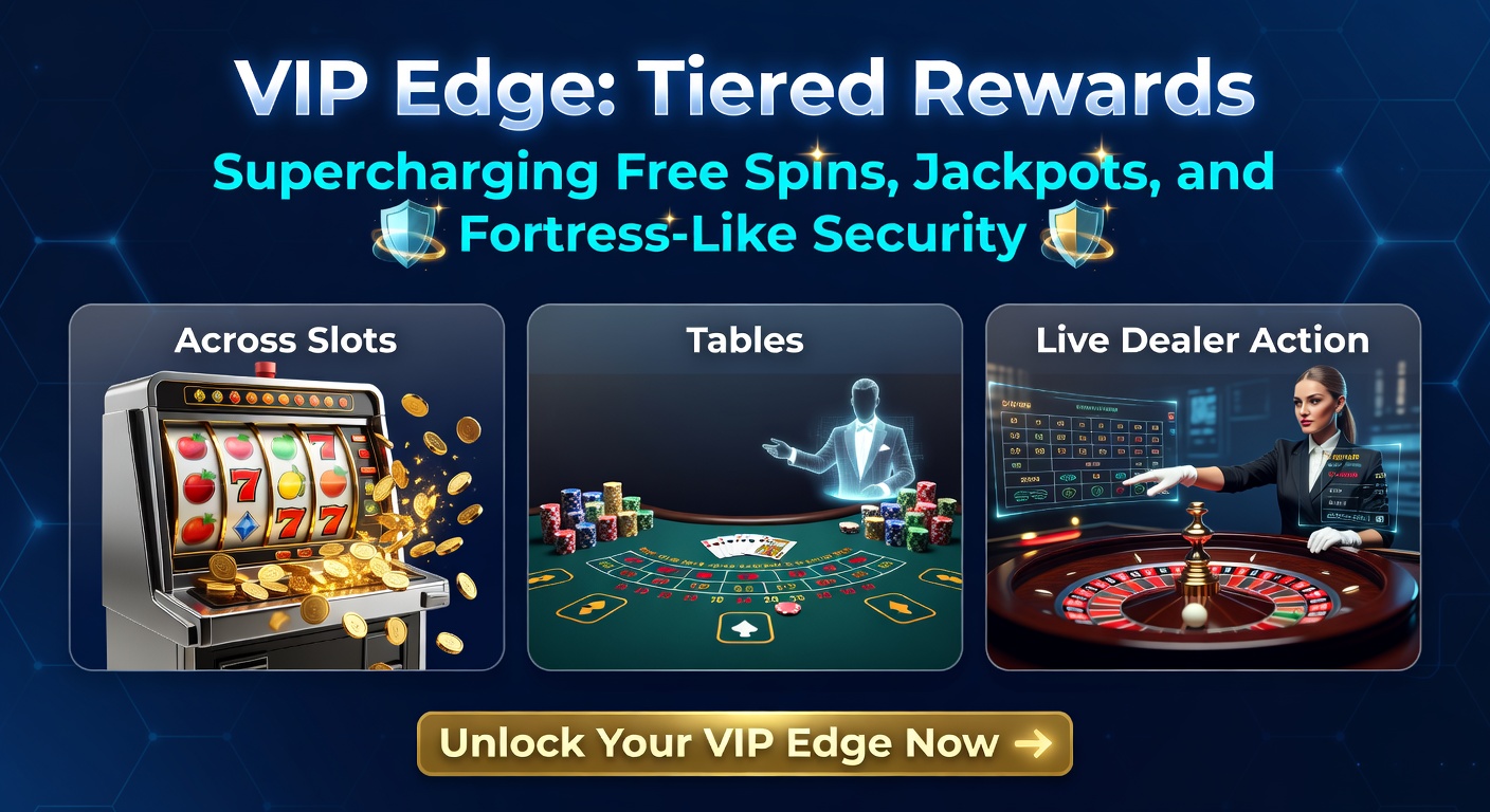 Visuelle Darstellung einer VIP-Stufenleiter mit Free-Spins-Symbolen, Jackpot-Trophäen und einem Schutzschild für Sicherheit in Online-Casinos